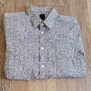 H&M Navy and White Slim Fit Casual Button Down Shirt